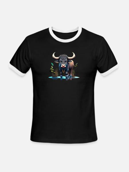 Water Buffalo - Men's Ringer T-Shirt - black/white