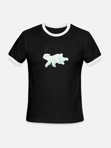 swimming polar bear in soft colors - Men's Ringer T-Shirt - black/white
