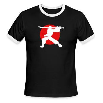 ninja A samurai ninja - Men's Ringer T-Shirt - black/white - Front - Jackson (183cm)