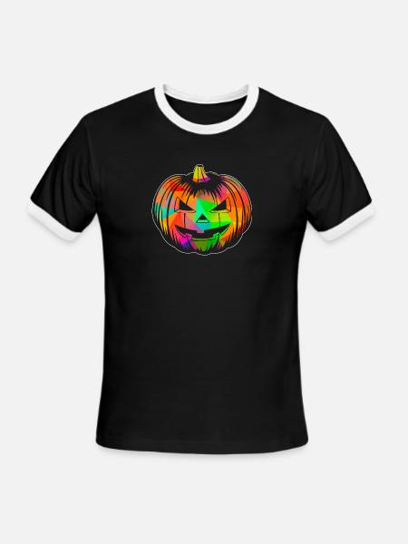 Pumpkin Polygon - Men's Ringer T-Shirt - black/white