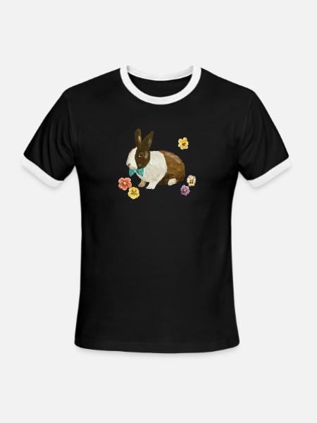 Black And White Bunny - Men's Ringer T-Shirt - black/white