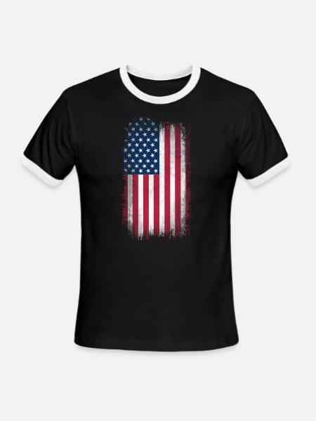 US Flag - Men's Ringer T-Shirt - black/white