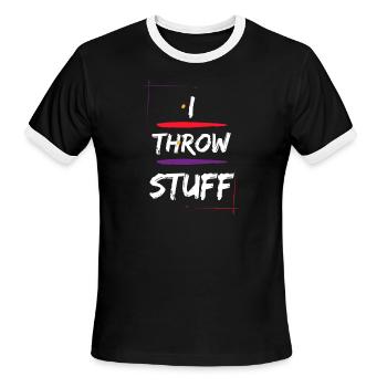 i throw stuff - Men's Ringer T-Shirt - black/white - Front - Jackson (183cm)