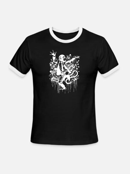 Dancing Ape | Monkey President - Men's Ringer T-Shirt - black/white
