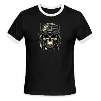 Soldier's Legacy: Camo Skull - Men's Ringer T-Shirt - black/white - Front - Jackson (183cm)