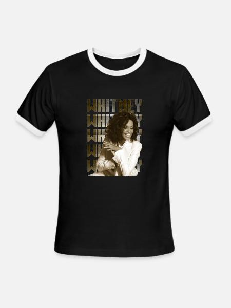 Whitney Houston Photo And Name Tag - Men's Ringer T-Shirt - black/white