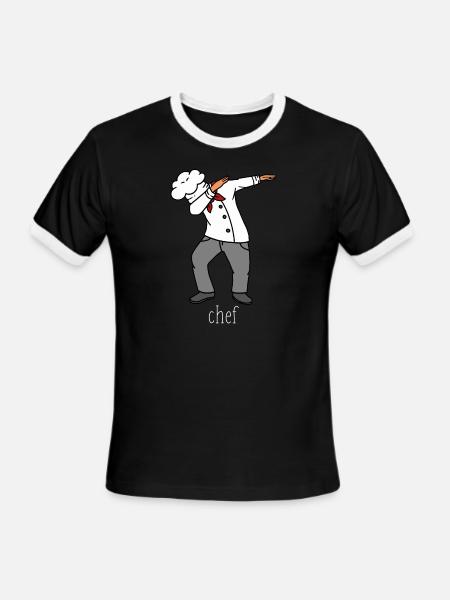 funny chef dance dabbing dab - Men's Ringer T-Shirt - black/white