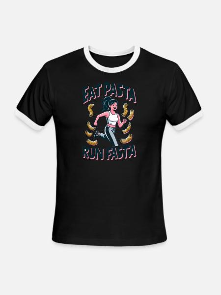Pasta Pace Champion - Eat Pasta Run Fasta - Men's Ringer T-Shirt - black/white