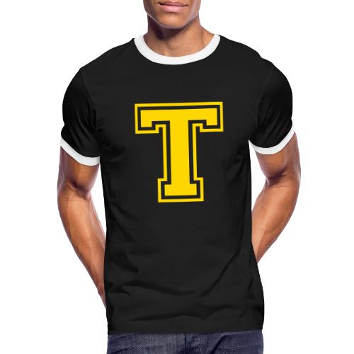 Letter T – Capital Athletic Alphabet Monogram - Men's Ringer T-Shirt