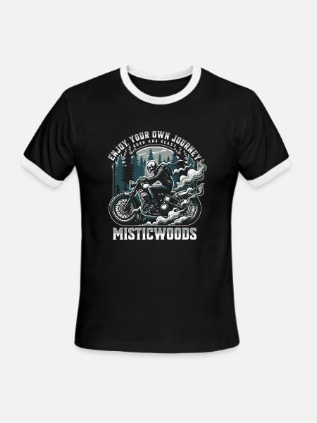Mystic Woods Skeleton Rider - Men's Ringer T-Shirt - black/white