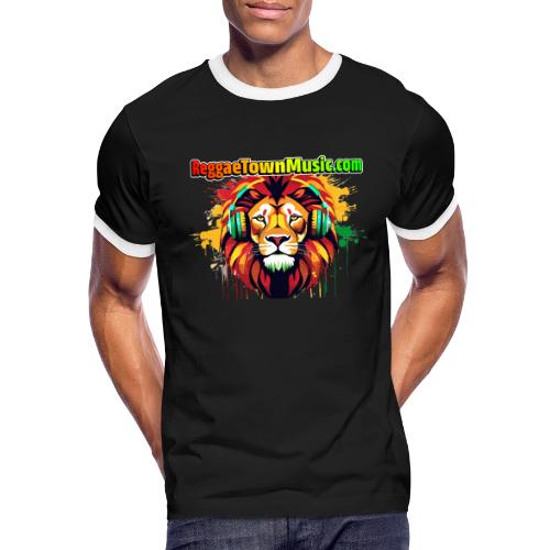 Reggae lion head music vibrant rasta dj art tee - T-shirt à bandes contrastées pour hommes