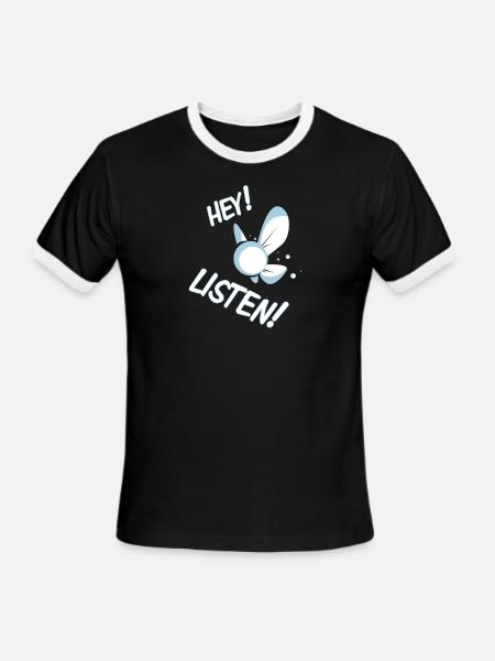 Hey Listen - Men's Ringer T-Shirt - black/white