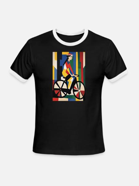 Girl on a Bicycle - Men's Ringer T-Shirt - black/white