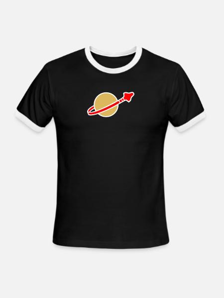 Retro Spaceman Brick Toy Kids & Lego Fan Gift - Men's Ringer T-Shirt - black/white