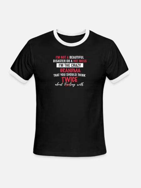 Crazy Grandma Quote Tee - Men's Ringer T-Shirt - black/white