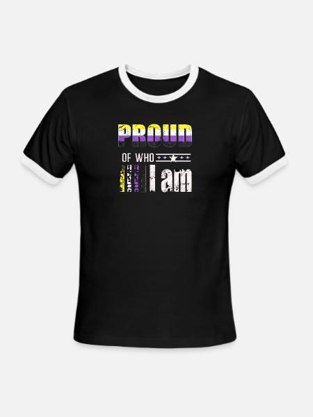 Proud of who I am Non-Binary LGBT - Men's Ringer T-Shirt - black/white