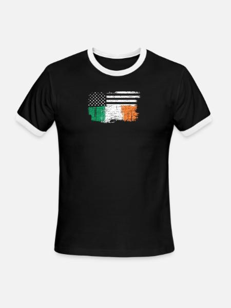 Irish Flag Brush Stroke Emblem - Men's Ringer T-Shirt - black/white
