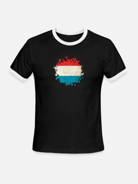 Luxembourg flags blob - Men's Ringer T-Shirt - black/white