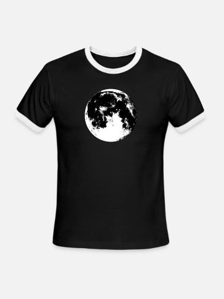 Full Moon - Men's Ringer T-Shirt - black/white
