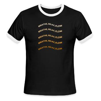 Breathe, Relax, Flow Arc Typography - Men's Ringer T-Shirt - black/white - Front - Jackson (183cm)