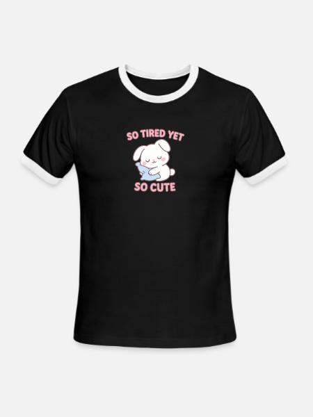 So Tired Yet So Cute - Men's Ringer T-Shirt - black/white