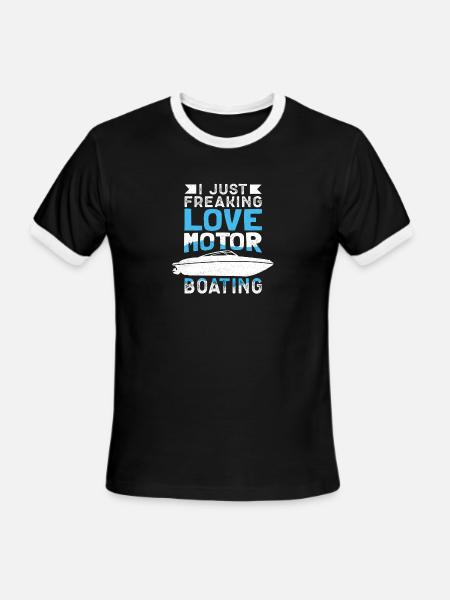 Motorboat Love Motor Boating - Men's Ringer T-Shirt - black/white