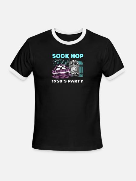 Music Dance Sock Hop - Men's Ringer T-Shirt - black/white
