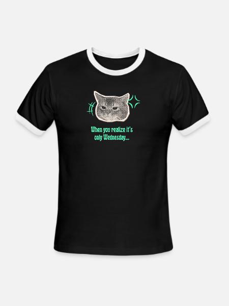 Wednesday Cat Halftone Meme - Men's Ringer T-Shirt - black/white