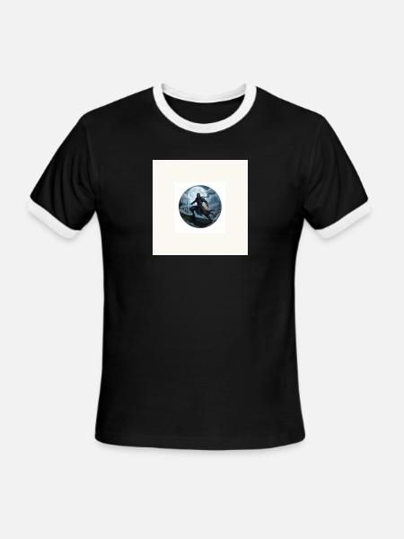 Moonlit Shadow Ninja Circle - Men's Ringer T-Shirt - black/white