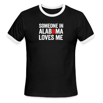 Alabama Loves Me Typography Art - Men's Ringer T-Shirt - black/white - Front - Jackson (183cm)