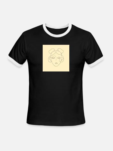 line girl face - Men's Ringer T-Shirt - black/white