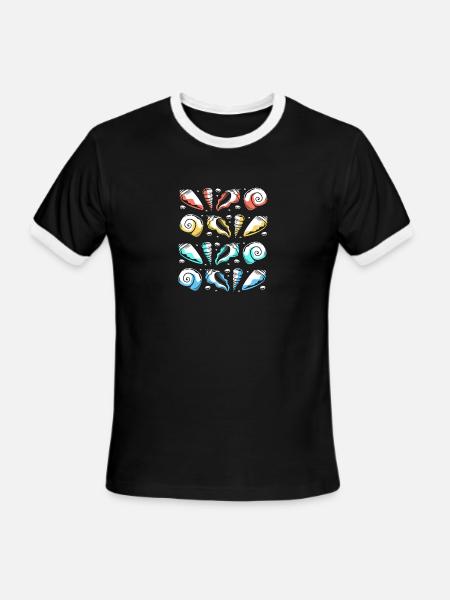 Seashell Clam Shells Collector - Men's Ringer T-Shirt - black/white
