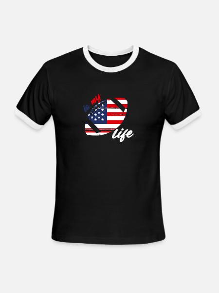Patriotic Football Life - Men's Ringer T-Shirt - black/white