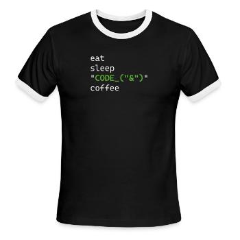 Code & Coffee: Eat Sleep Code - Men's Ringer T-Shirt - black/white - Front - Jackson (183cm)
