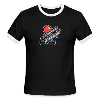 Gamer Code Retro Arcade - Men's Ringer T-Shirt - black/white - Front - Jackson (183cm)