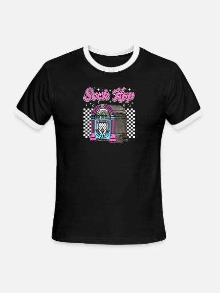 950s Party Sock Hop - Men's Ringer T-Shirt - black/white