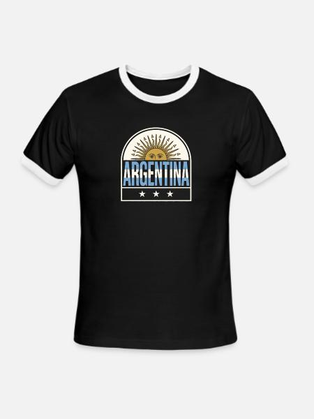 Argentina Suncrest Logo - Men's Ringer T-Shirt - black/white