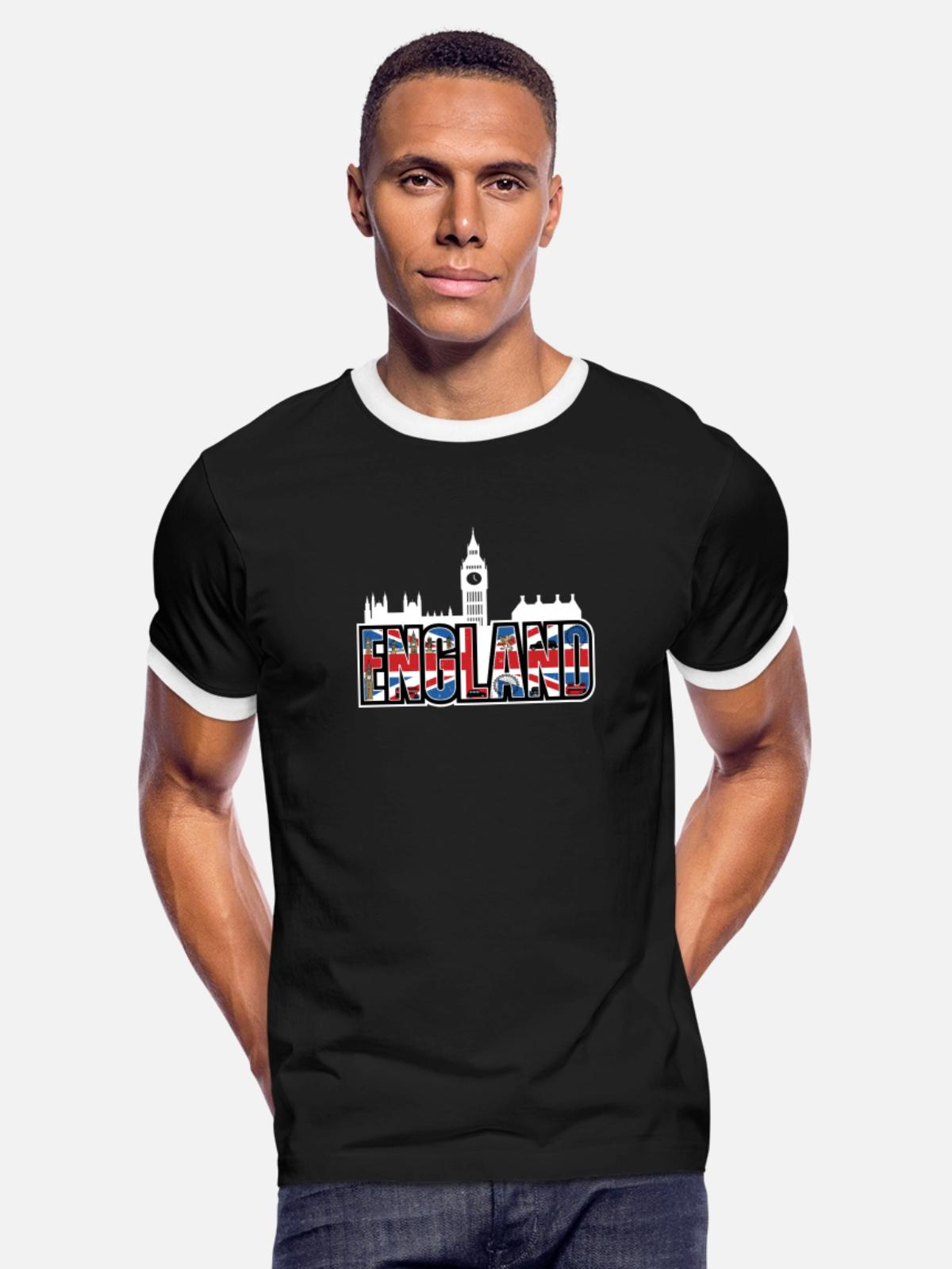 England - Men's Ringer T-Shirt - black/white - Front - Jackson (183cm)