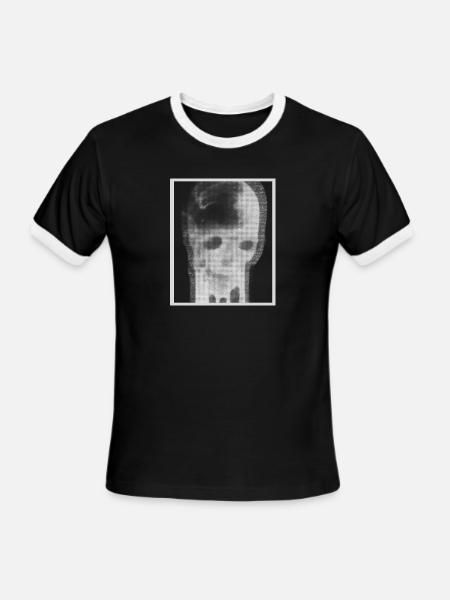Monochrome Skull Halftone - Men's Ringer T-Shirt - black/white