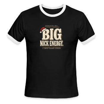 Big Nick Energy Funny Christmas Vintage Typography - Men's Ringer T-Shirt - black/white - Front - Jackson (183cm)