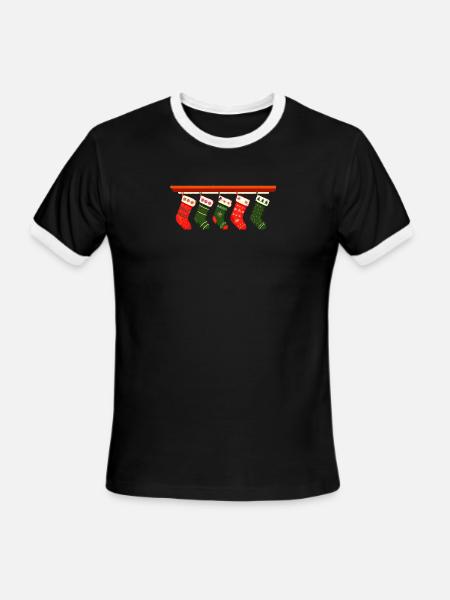 christmas socks t shirt design - Men's Ringer T-Shirt - black/white