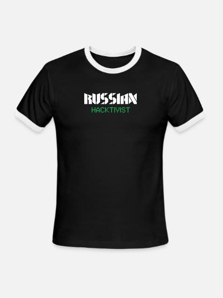 Russian Hacktivist Pixel Design - Men's Ringer T-Shirt - black/white