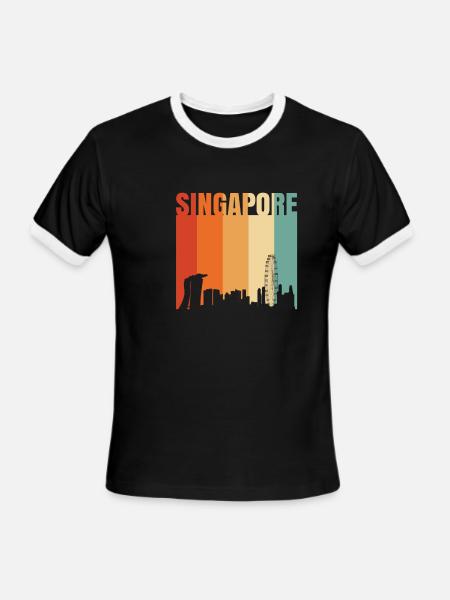 Singapore - Men's Ringer T-Shirt - black/white