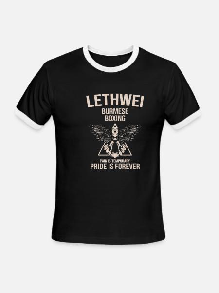 Lethwei Burmese Boxing Pain Is Temporary Pride Is - Men's Ringer T-Shirt - black/white