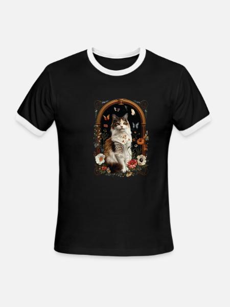 Turkish Van Cat - Men's Ringer T-Shirt - black/white
