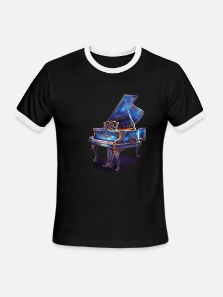 Piano - Men's Ringer T-Shirt - black/white