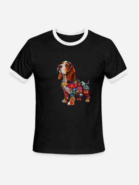 Basset Hound - Men's Ringer T-Shirt - black/white