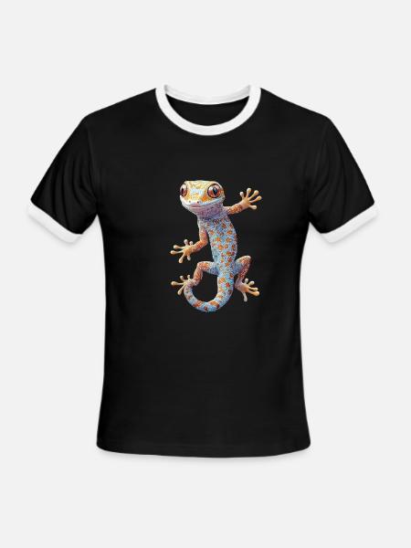 Gecko - Men's Ringer T-Shirt - black/white