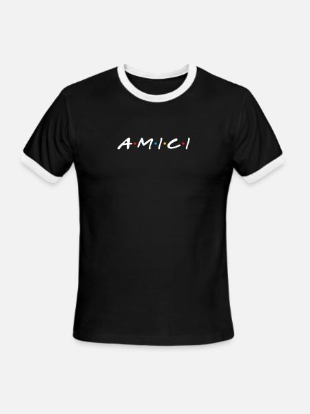 Amici (dark) - Men's Ringer T-Shirt - black/white