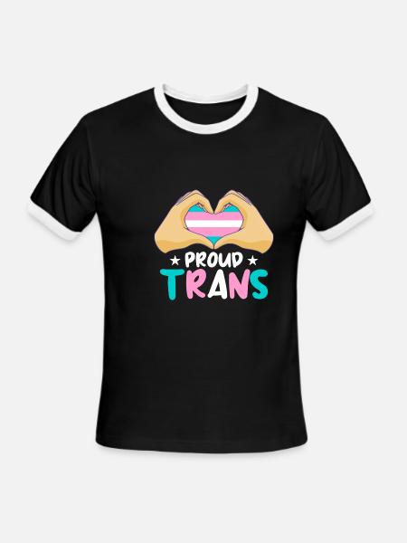 Proud Trans - Men's Ringer T-Shirt - black/white